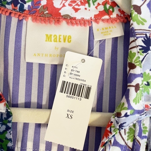 NWT Maeve By Anthropologie Whimsical Pintucked Blouse Size XS - Picture 4 of 6